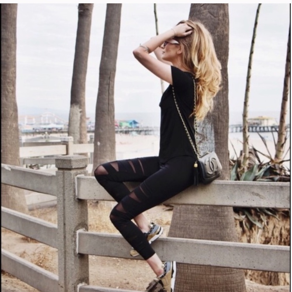Lululemon black sheer bondage criss cross cage cut outs leggings S 4 - Picture 5 of 8